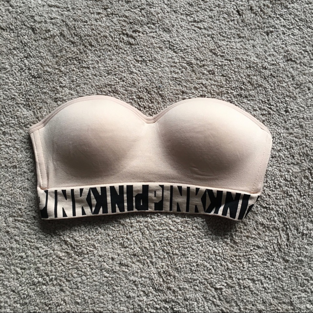 Pink strapless push-up bra